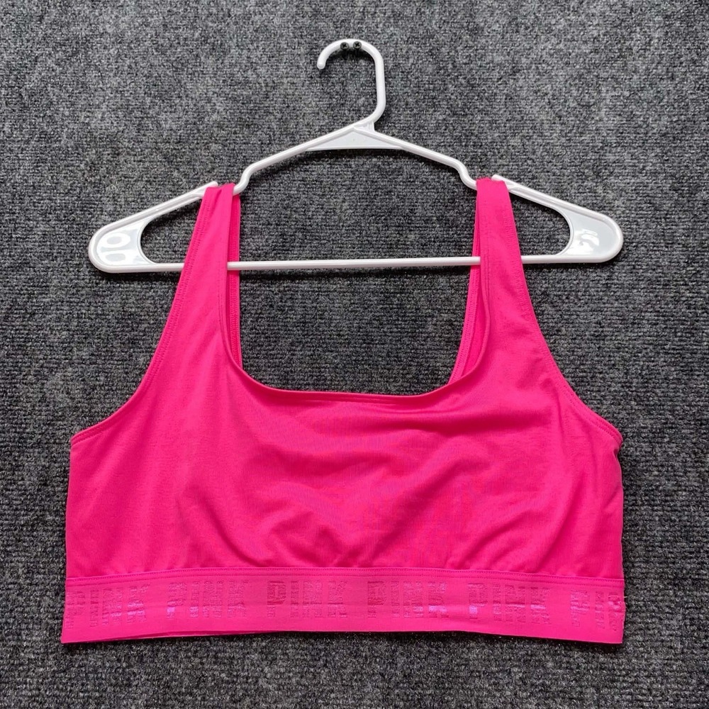 VS PINK Ultimate Sports Bra Hot Pink Size Sz Large Athletic Gym Running